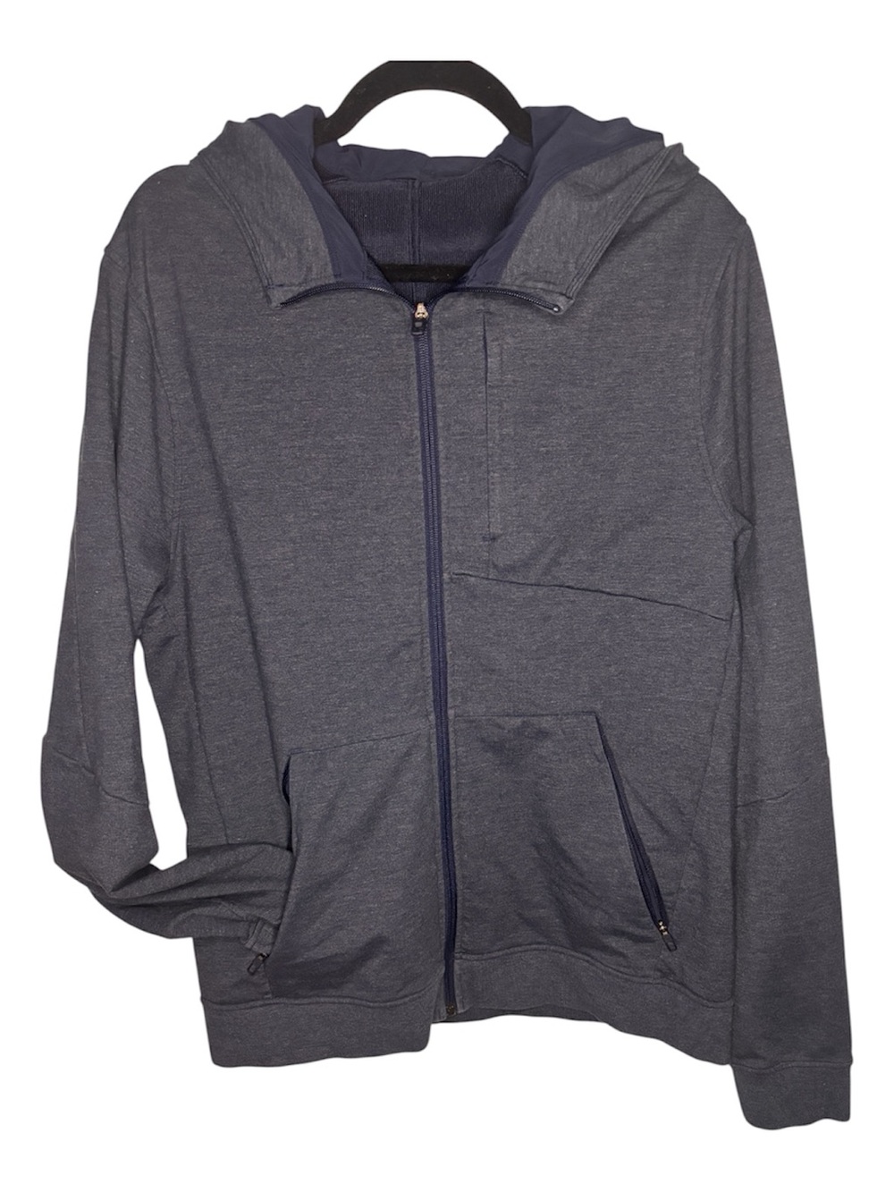 Lululemon City Sweat Zip Hoodie Heathered True Navy Sz Large Travel Performance